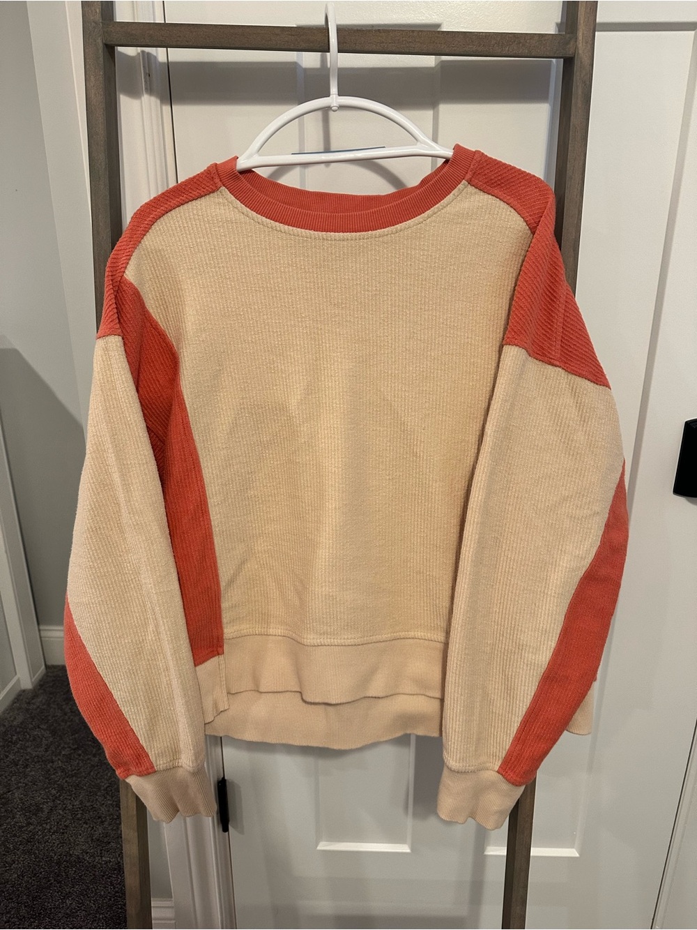 Thread & Supply Cream and Orange Sweater